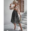 imageMilumia Womens Floral Print Ruffle Hem A Line High Waist Flare Flowy Midi SkirtsRuffle Hem Black White