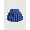 imageMilumia Womens High Waisted A Line Bubble Denim Mini Skirt Puffy Short SkirtsBlue