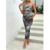 imageMilumia Womens Maternity Floral Mesh Split Strapless Tube Dress Bodycon Maxi DressesBlack