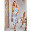 imageMilumia Womens Maternity Floral Mesh Split Strapless Tube Dress Bodycon Maxi DressesBlue and White