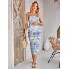 imageMilumia Womens Maternity Floral Mesh Split Strapless Tube Dress Bodycon Maxi DressesBlue and White