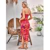 imageMilumia Womens Maternity Floral Mesh Split Strapless Tube Dress Bodycon Maxi DressesBurnt Orange