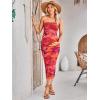 imageMilumia Womens Maternity Floral Mesh Split Strapless Tube Dress Bodycon Maxi DressesBurnt Orange
