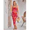 imageMilumia Womens Maternity Floral Mesh Split Strapless Tube Dress Bodycon Maxi DressesBurnt Orange
