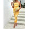 imageMilumia Womens Maternity Floral Mesh Split Strapless Tube Dress Bodycon Maxi DressesYellow