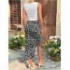 imageMilumia Womens Maternity Outfits 2 Piece Eyelet Ruched Tank Top and Floral Double Slit Midi Skirt SetsBlack and White