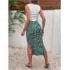 imageMilumia Womens Maternity Outfits 2 Piece Eyelet Ruched Tank Top and Floral Double Slit Midi Skirt SetsGreen