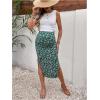 imageMilumia Womens Maternity Outfits 2 Piece Eyelet Ruched Tank Top and Floral Double Slit Midi Skirt SetsGreen