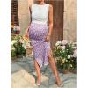 imageMilumia Womens Maternity Outfits 2 Piece Eyelet Ruched Tank Top and Floral Double Slit Midi Skirt SetsLilac Purple
