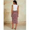 imageMilumia Womens Maternity Outfits 2 Piece Eyelet Ruched Tank Top and Floral Double Slit Midi Skirt SetsRed