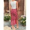 imageMilumia Womens Maternity Outfits 2 Piece Eyelet Ruched Tank Top and Floral Double Slit Midi Skirt SetsRed Multi