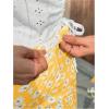 imageMilumia Womens Maternity Outfits 2 Piece Eyelet Ruched Tank Top and Floral Double Slit Midi Skirt SetsYellow