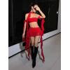 imageMilumia Womens Mesh Ruffle Trim Ruched Mini Skirt Low Waisted Bodycon Club SkirtsRed