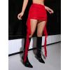 imageMilumia Womens Mesh Ruffle Trim Ruched Mini Skirt Low Waisted Bodycon Club SkirtsRed