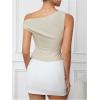 imageMilumia Womens Off One Shoulder Tank Top Asymmetrical Button Hem Going Out Tee ShirtsApricot