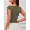imageMilumia Womens Off One Shoulder Tank Top Asymmetrical Button Hem Going Out Tee ShirtsArmy Green
