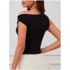 imageMilumia Womens Off One Shoulder Tank Top Asymmetrical Button Hem Going Out Tee ShirtsBlack