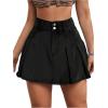 imageMilumia Womens Pleated Denim Skirt Trendy High Waisted Mini Jean Skater SkirtsBlack
