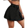 imageMilumia Womens Pleated Denim Skirt Trendy High Waisted Mini Jean Skater SkirtsBlack