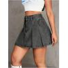 imageMilumia Womens Pleated Denim Skirt Trendy High Waisted Mini Jean Skater SkirtsDark Grey