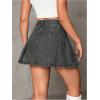 imageMilumia Womens Pleated Denim Skirt Trendy High Waisted Mini Jean Skater SkirtsDark Grey