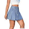 imageMilumia Womens Pleated Denim Skirt Trendy High Waisted Mini Jean Skater SkirtsMedium Wash