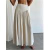 imageMilumia Womens Pleated Flowy Long Skirts High Waist Maxi Skirt with PocketApricot