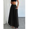 imageMilumia Womens Pleated Flowy Long Skirts High Waist Maxi Skirt with PocketBlack