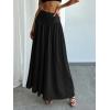 imageMilumia Womens Pleated Flowy Long Skirts High Waist Maxi Skirt with PocketBlack