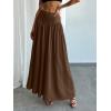 imageMilumia Womens Pleated Flowy Long Skirts High Waist Maxi Skirt with PocketBrown