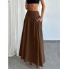 imageMilumia Womens Pleated Flowy Long Skirts High Waist Maxi Skirt with PocketBrown