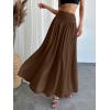 imageMilumia Womens Pleated Flowy Long Skirts High Waist Maxi Skirt with PocketBrown
