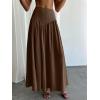 imageMilumia Womens Pleated Flowy Long Skirts High Waist Maxi Skirt with PocketBrown