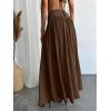 imageMilumia Womens Pleated Flowy Long Skirts High Waist Maxi Skirt with PocketBrown