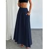 imageMilumia Womens Pleated Flowy Long Skirts High Waist Maxi Skirt with PocketDark Blue