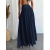 imageMilumia Womens Pleated Flowy Long Skirts High Waist Maxi Skirt with PocketDark Blue