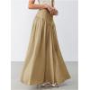imageMilumia Womens Pleated Flowy Long Skirts High Waist Maxi Skirt with PocketKhaki