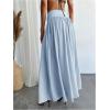 imageMilumia Womens Pleated Flowy Long Skirts High Waist Maxi Skirt with PocketLight Blue