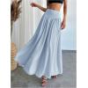 imageMilumia Womens Pleated Flowy Long Skirts High Waist Maxi Skirt with PocketLight Blue