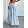 imageMilumia Womens Pleated Flowy Long Skirts High Waist Maxi Skirt with PocketLight Blue