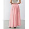 imageMilumia Womens Pleated Flowy Long Skirts High Waist Maxi Skirt with PocketLight Pink