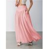 imageMilumia Womens Pleated Flowy Long Skirts High Waist Maxi Skirt with PocketLight Pink