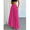 imageMilumia Womens Pleated Flowy Long Skirts High Waist Maxi Skirt with PocketPink