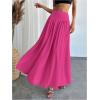 imageMilumia Womens Pleated Flowy Long Skirts High Waist Maxi Skirt with PocketPink