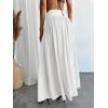 imageMilumia Womens Pleated Flowy Long Skirts High Waist Maxi Skirt with PocketWhite