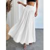 imageMilumia Womens Pleated Flowy Long Skirts High Waist Maxi Skirt with PocketWhite