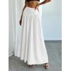 imageMilumia Womens Pleated Flowy Long Skirts High Waist Maxi Skirt with PocketWhite