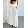 imageMilumia Womens Pleated Flowy Long Skirts High Waist Maxi Skirt with PocketWhite
