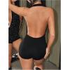 imageMilumia Womens Plunge V Neck Backless Sleeveless Bodycon Party Club Night RompersShiny Black
