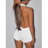 imageMilumia Womens Plunge V Neck Backless Sleeveless Bodycon Party Club Night RompersWhite